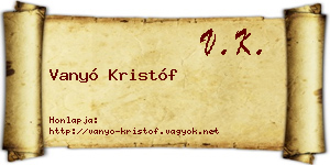 Vanyó Kristóf névjegykártya