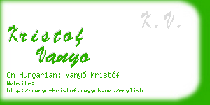kristof vanyo business card